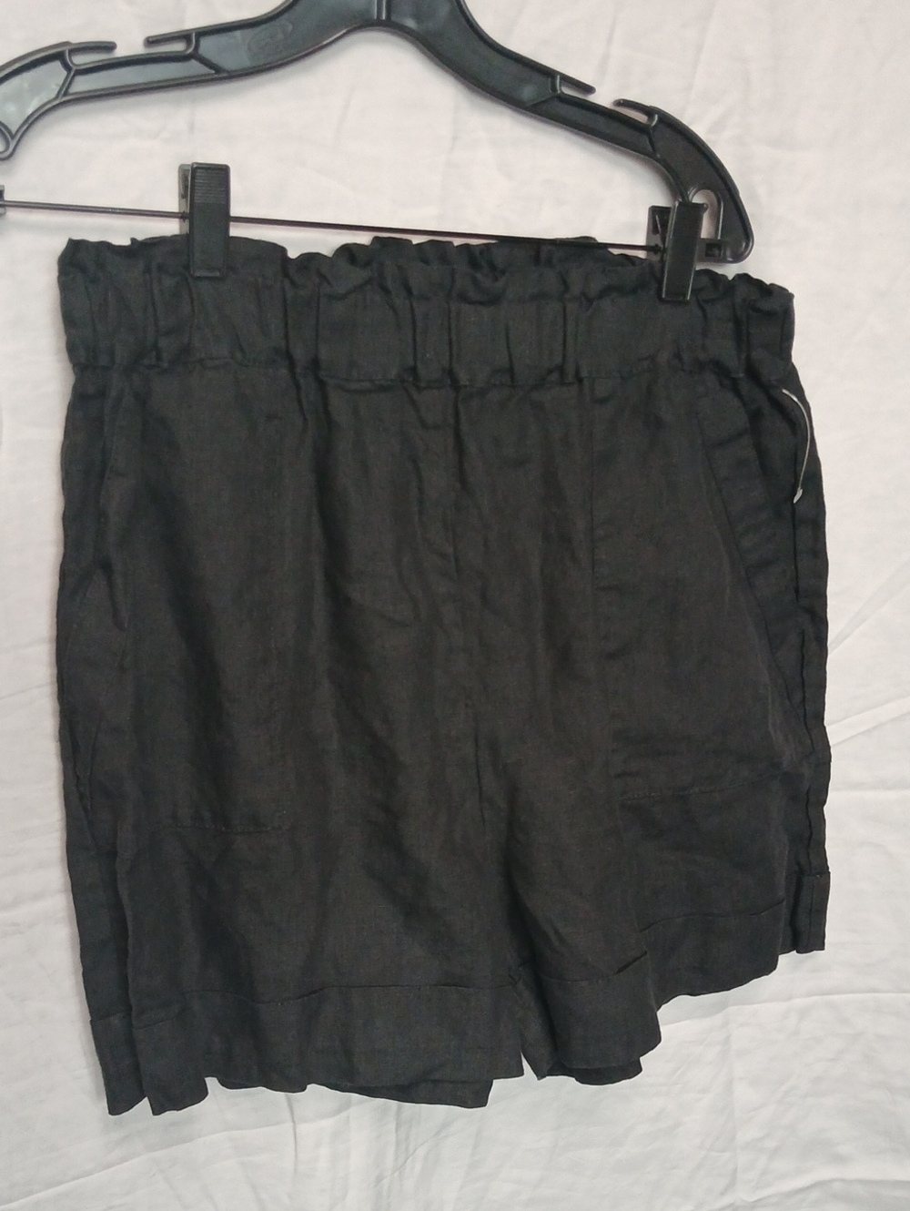 Women's High-Waist Black Paperbag Shorts